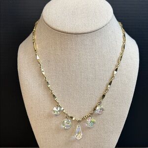 Vintage Sarah Coventry Gold Necklace with Crystal Accents